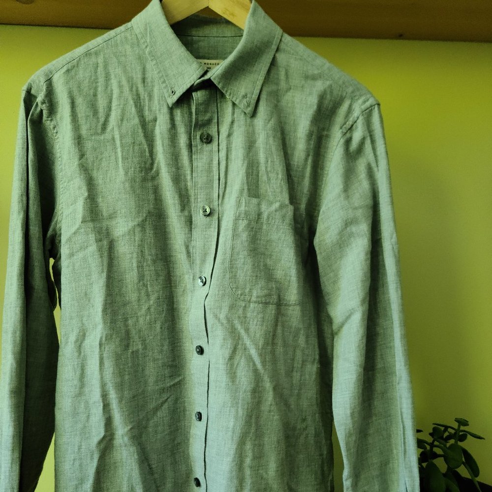 Slim Fit Light Grey Casual Button Down